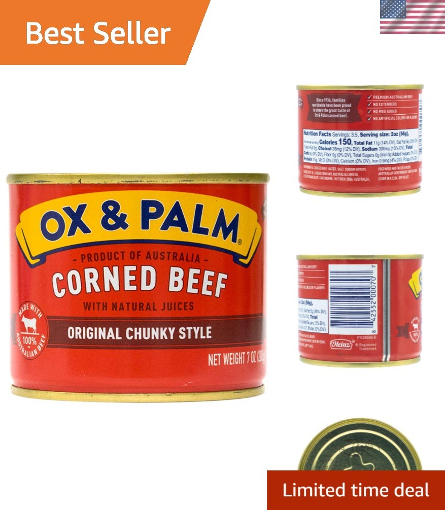 Authentic Australian Corned Beef, Chunky Style, 7oz x 12 Packs – No Additives
