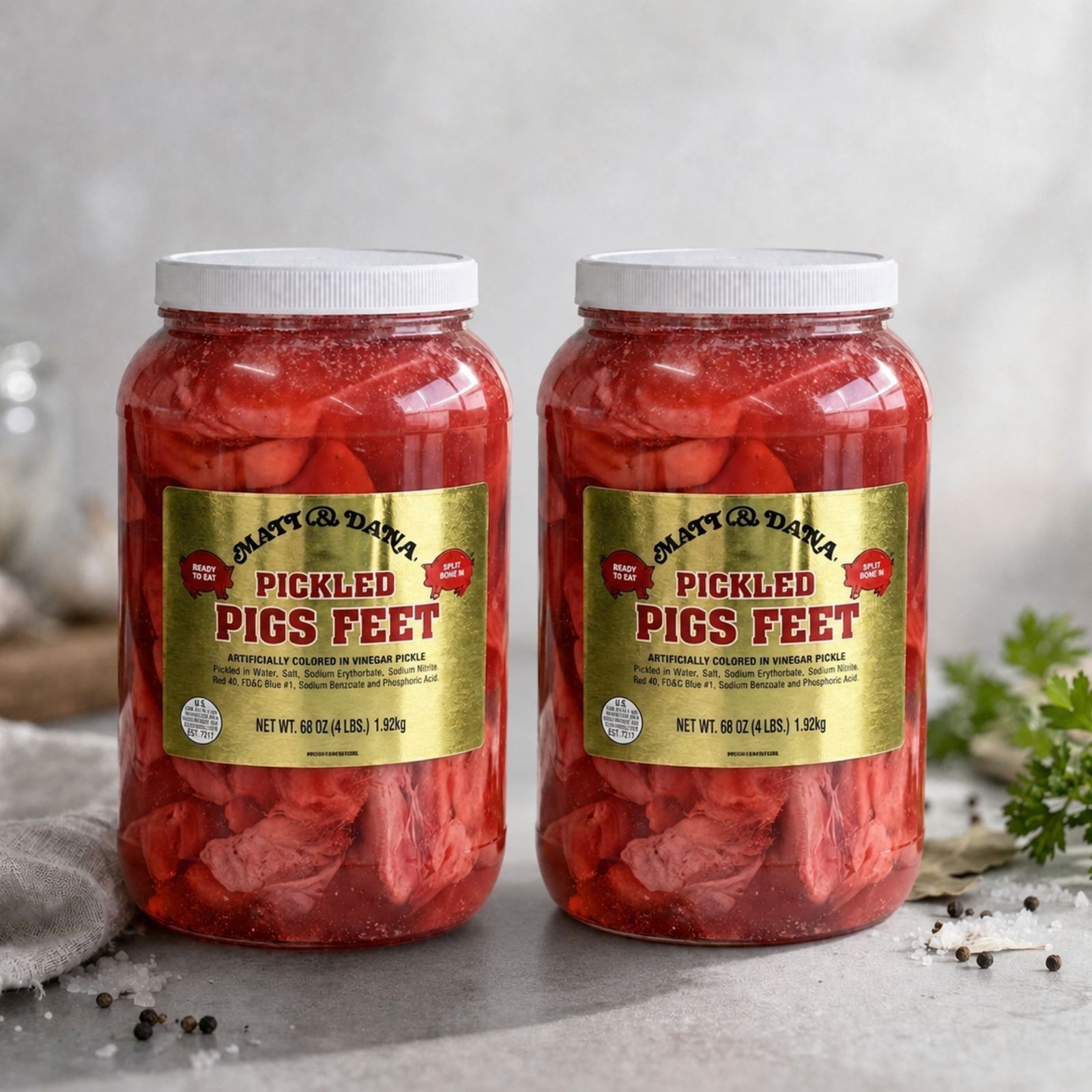 1 Gallon (4.25lb) Authentic Louisiana Pickled Pig’s Feet READY TO EAT (2 PACK)