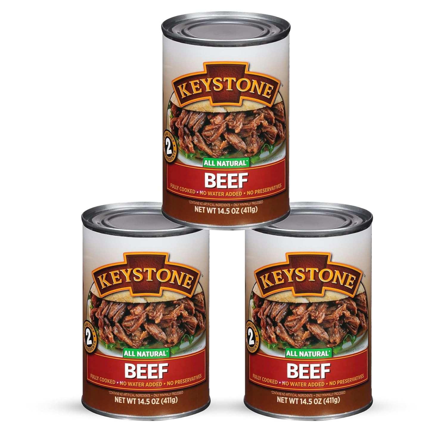 Meats All Natural Heat and Serve Canned Beef 14.5 Oz Fully Cooked Canned Meat Lo