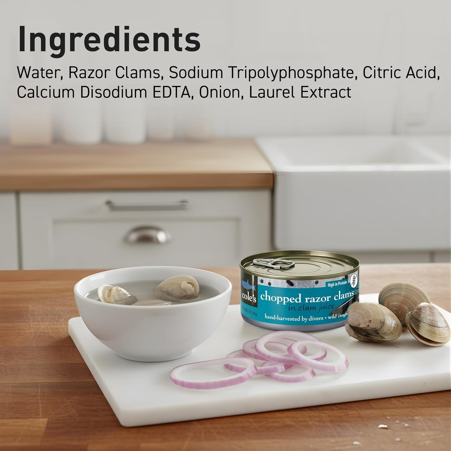 COLES CANNED and CHOPPED CLAMS – Harvested in Crystal Clear Water, Gluten Free F