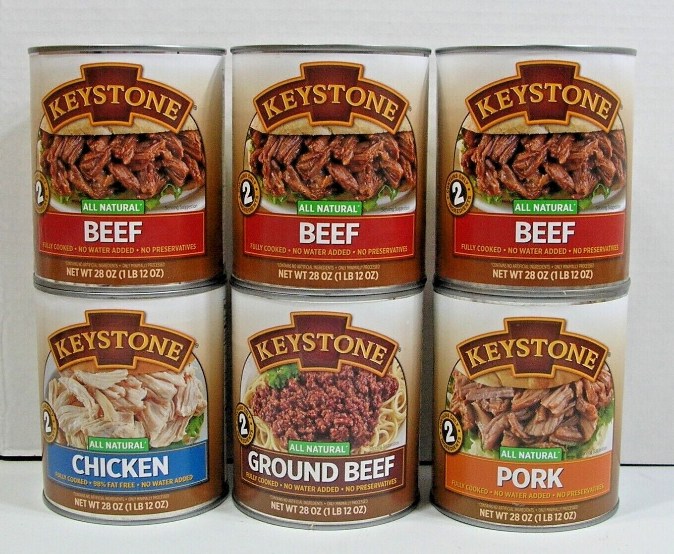 (6 Cans) Keystone ALL NATURAL (3) Beef (1) Chicken (1) Ground Beef (1) Pork 28oz