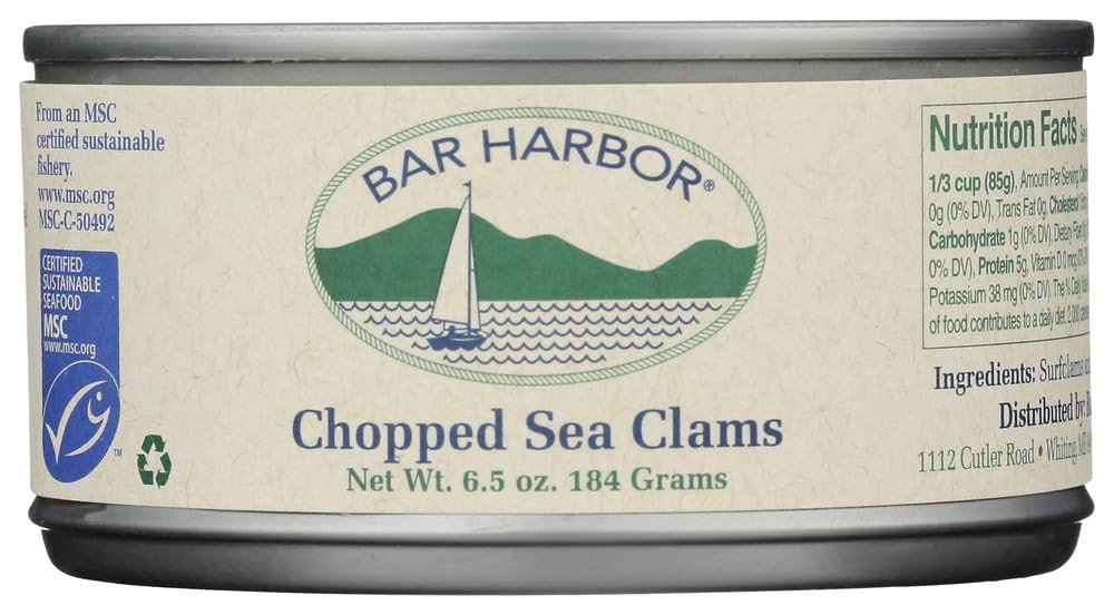 Premium Chopped Sea Clams All Natural 6.5 Ounce Pack of 6 No Additives