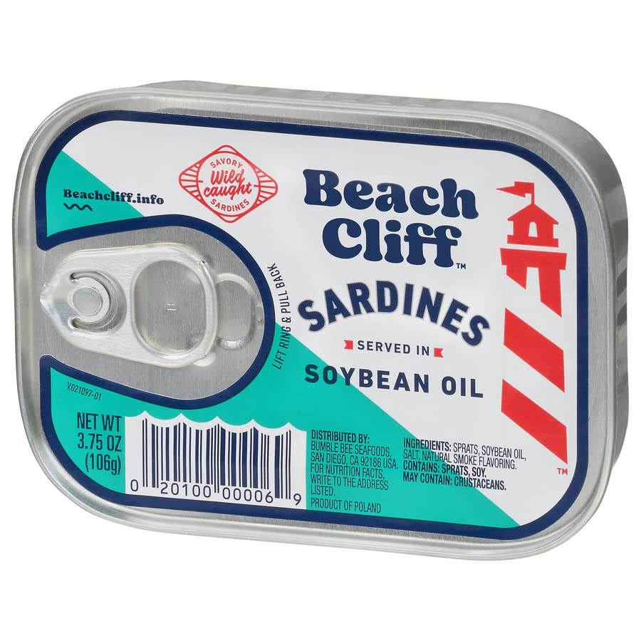 Wild Caught Sardines in Soybean Oil, 3.75 Oz Can – 13G Protein per Serving