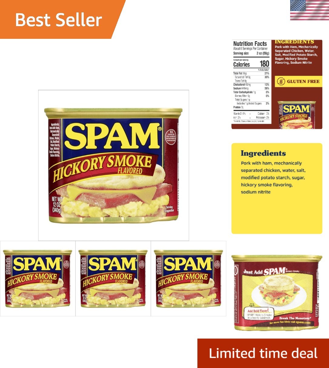 Shelf-Stable Hickory Smoke Pork, 12 Ounce Cans – Pack of 4 for Easy Meals