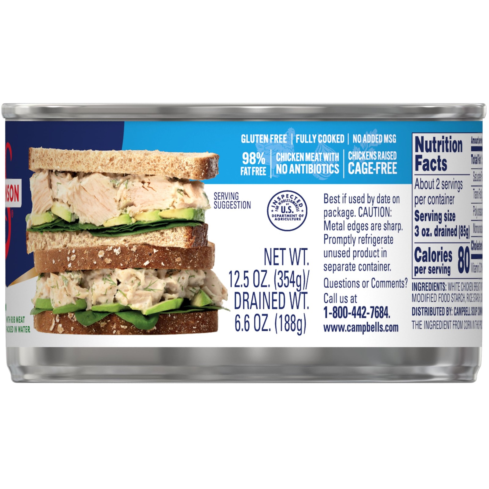Swanson 25% Less Sodium White Premium Chunk Canned 12.5 Ounce (Pack of 1)