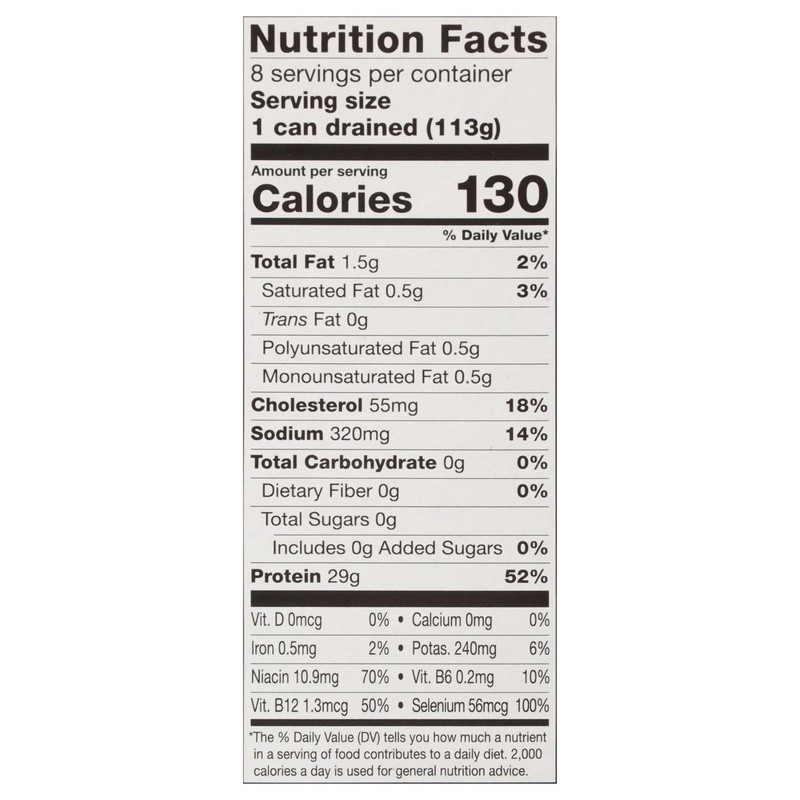 Solid White Albacore Tuna in Water Pack of 8 Cans High Protein Gluten Free Snack