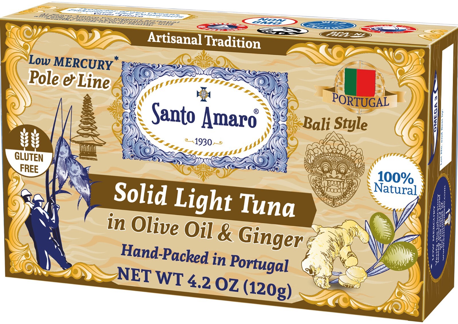 6 Pk: Santo Amaro Pole & Line Wild Tuna Fillets in Virgin Olive Oil – GINGER