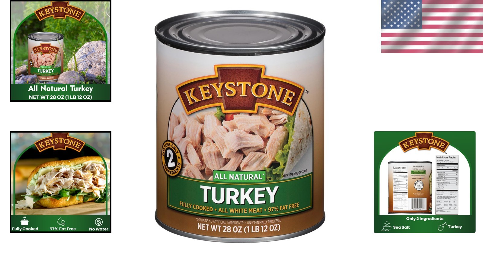 All Natural Canned Turkey – 28 oz Fully Cooked & Gluten Free – 5- Shelf Life