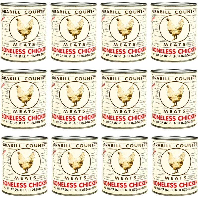12 Pack Grabill Country Meat Boneless Chicken Cooked in Natural Juices 27 oz Can