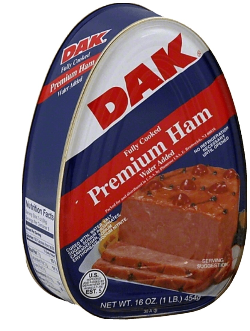 DAK Premium Ham Fully Cooked water added PK- 16oz. Ready to eat Picnic Food