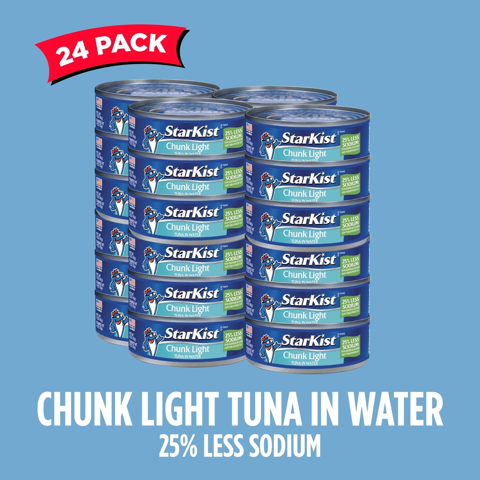 StarKist 25 Less Sodium Chunk Light Tuna 5oz Pack of 24 Wild Caught Protein