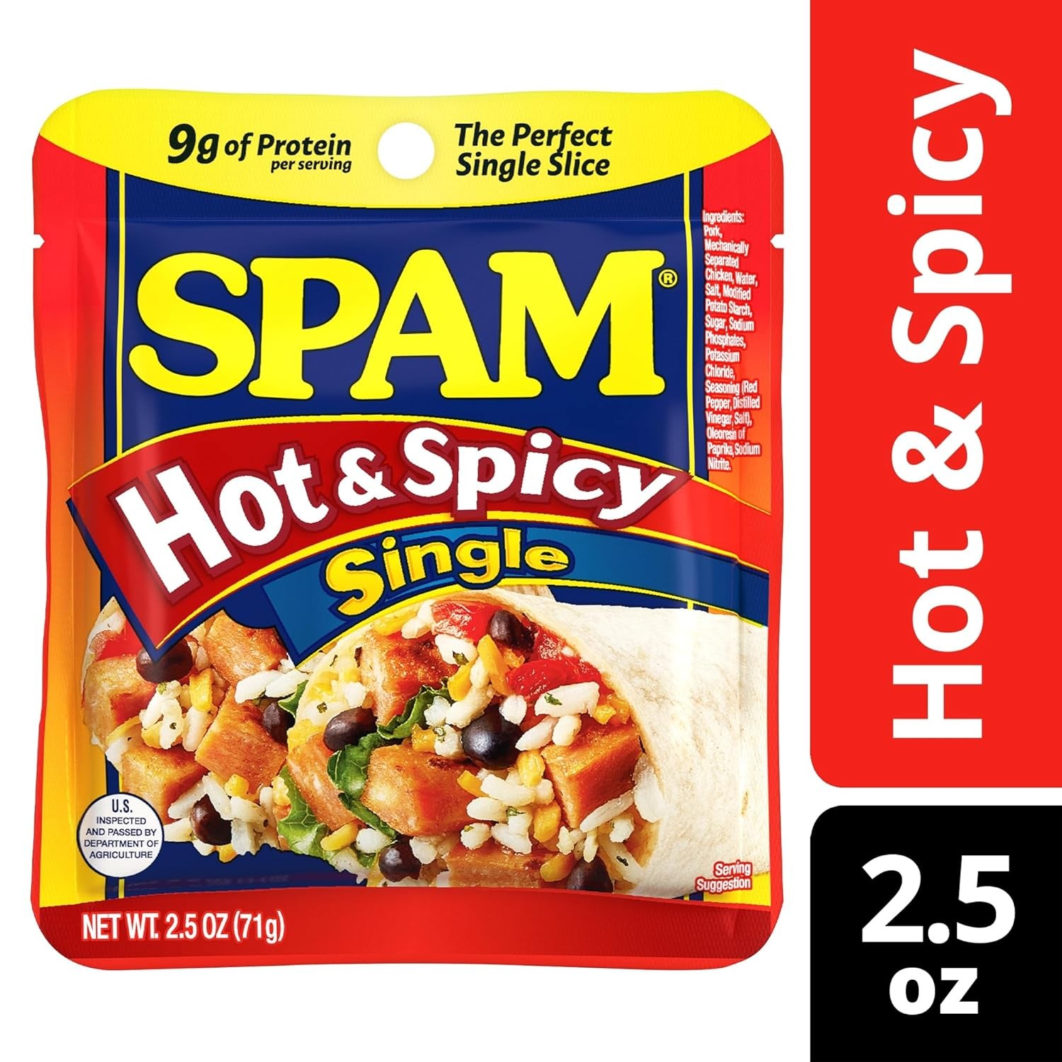 SPAM Single Hot & Spicy 2.5oz Individual Pouch (Pack of 12) Fully Cooked…