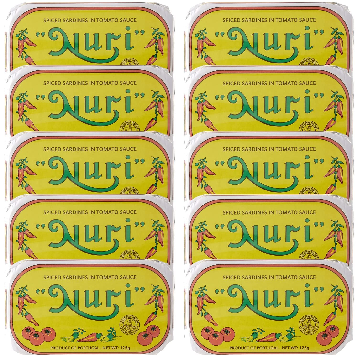NURI Portuguese Sardines in Spiced Tomato Sauce 10 Pack 4.4 oz cans