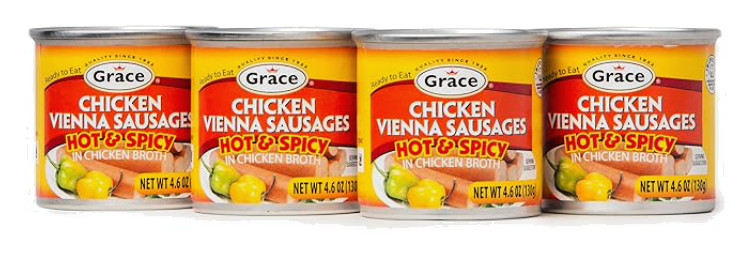 Grace Hot & Spicy Chicken Vienna Sausage 6 Units / 140g / 5oz