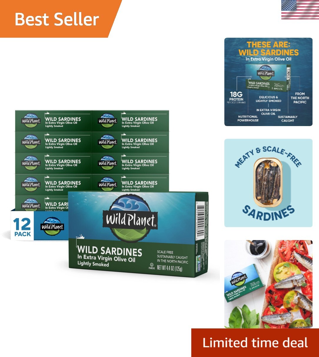 Wild Sardines in Extra Virgin Olive Oil, Lightly Smoked, Tinned Fish, Sustain…