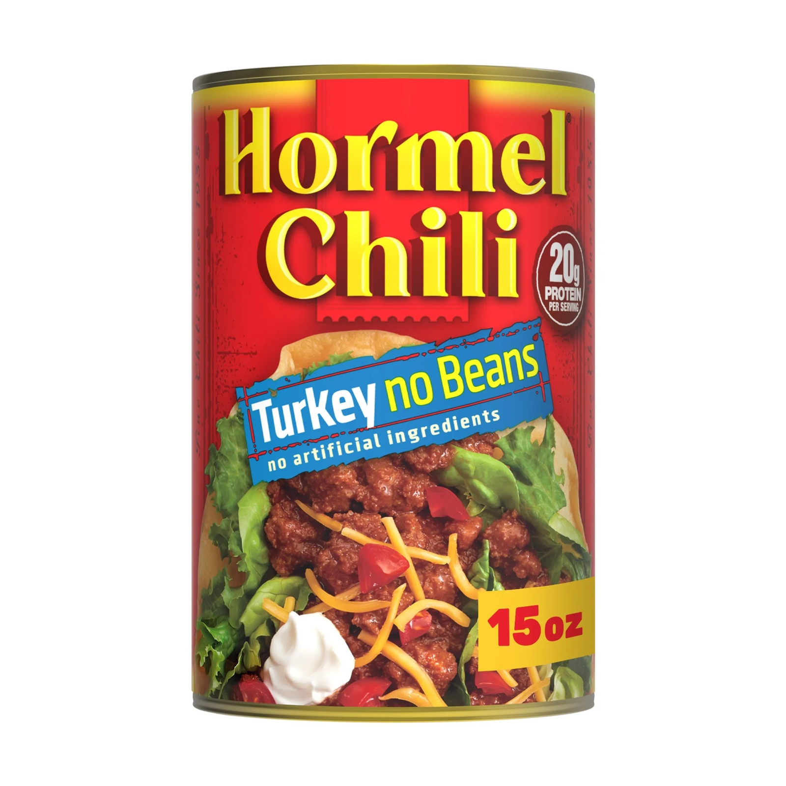 Chili Turkey No Bean Canned Chili, Shelf Stable, 15 Oz Steel Can