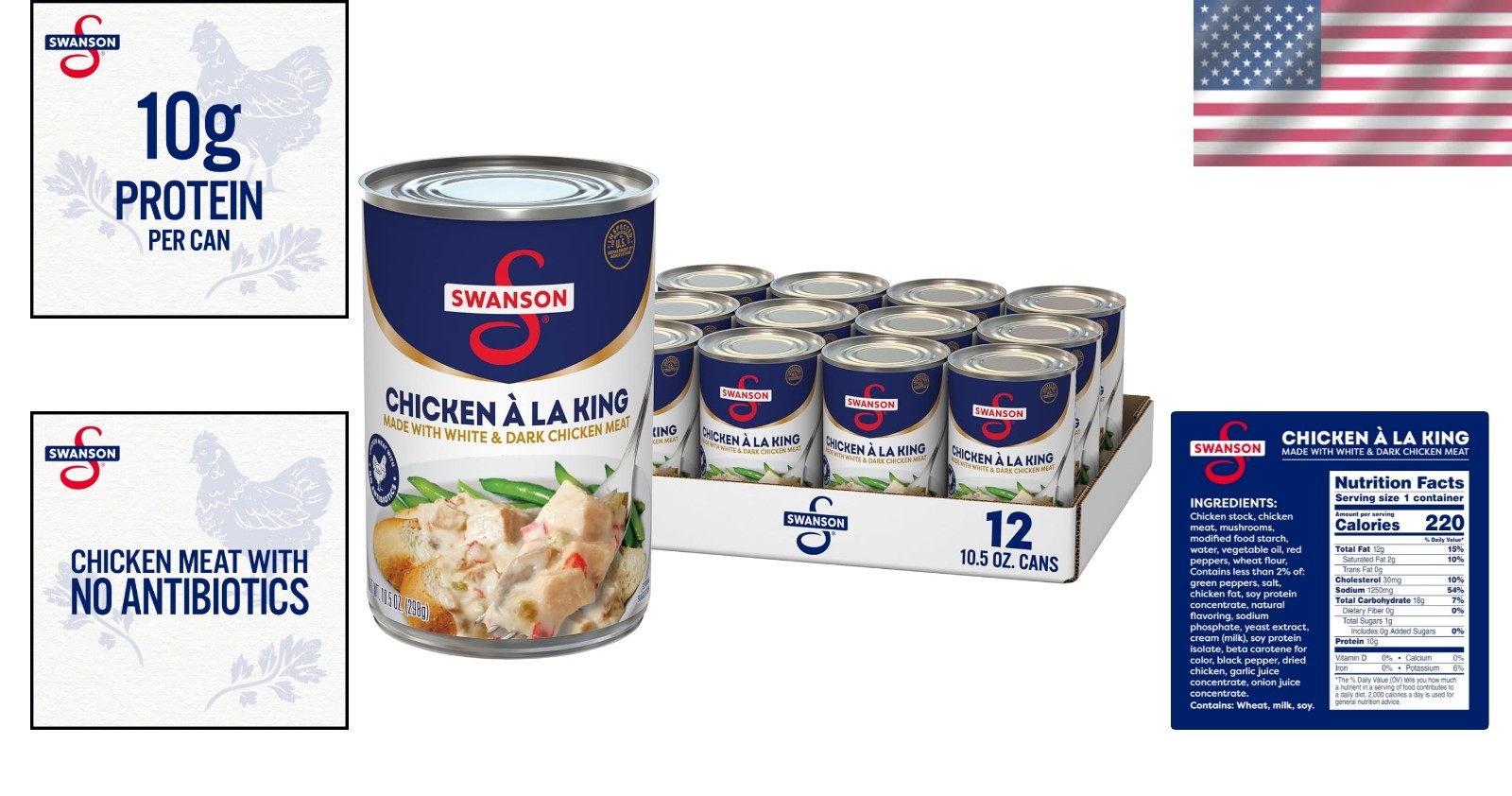 Savory Swanson Canned Chicken a la King – 10.5 Oz Cans, 12 Pack for Easy Meals