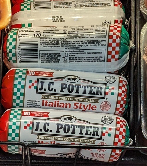 JC Potter Italian Style Country Sausage 16 Oz (4 Pack)