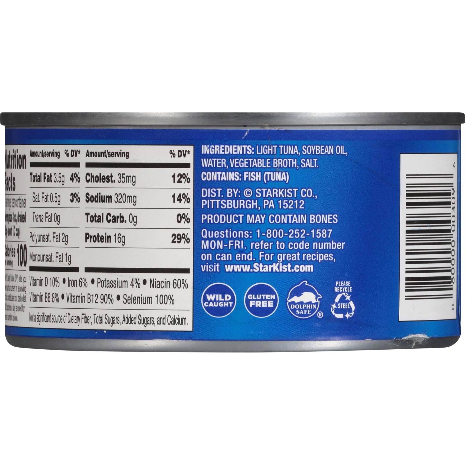 Chunk Light Tuna in Oil – 12 oz Can, 24 Pack – High Protein, Low Fat, Canned Sea