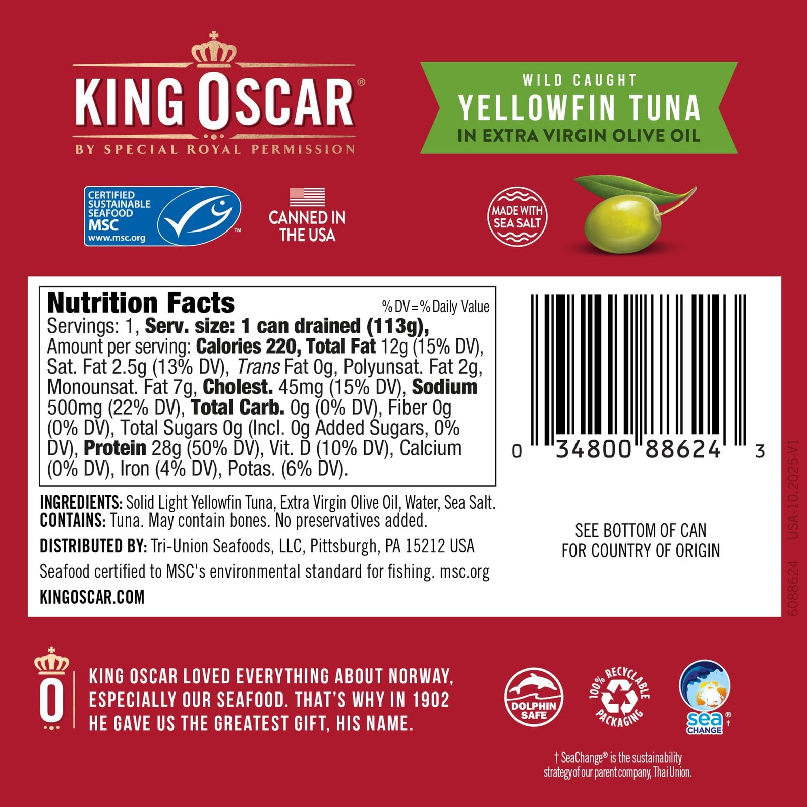 King Oscar Yellowfin Tuna in Extra Virgin Olive Oil, 5 Ounce Cans (Pack of 6)…