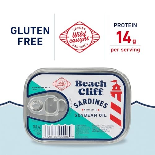 Beach Cliff Wild Caught Sardines in Soybean Oil, 3.75 Ounce (Pack of 6)