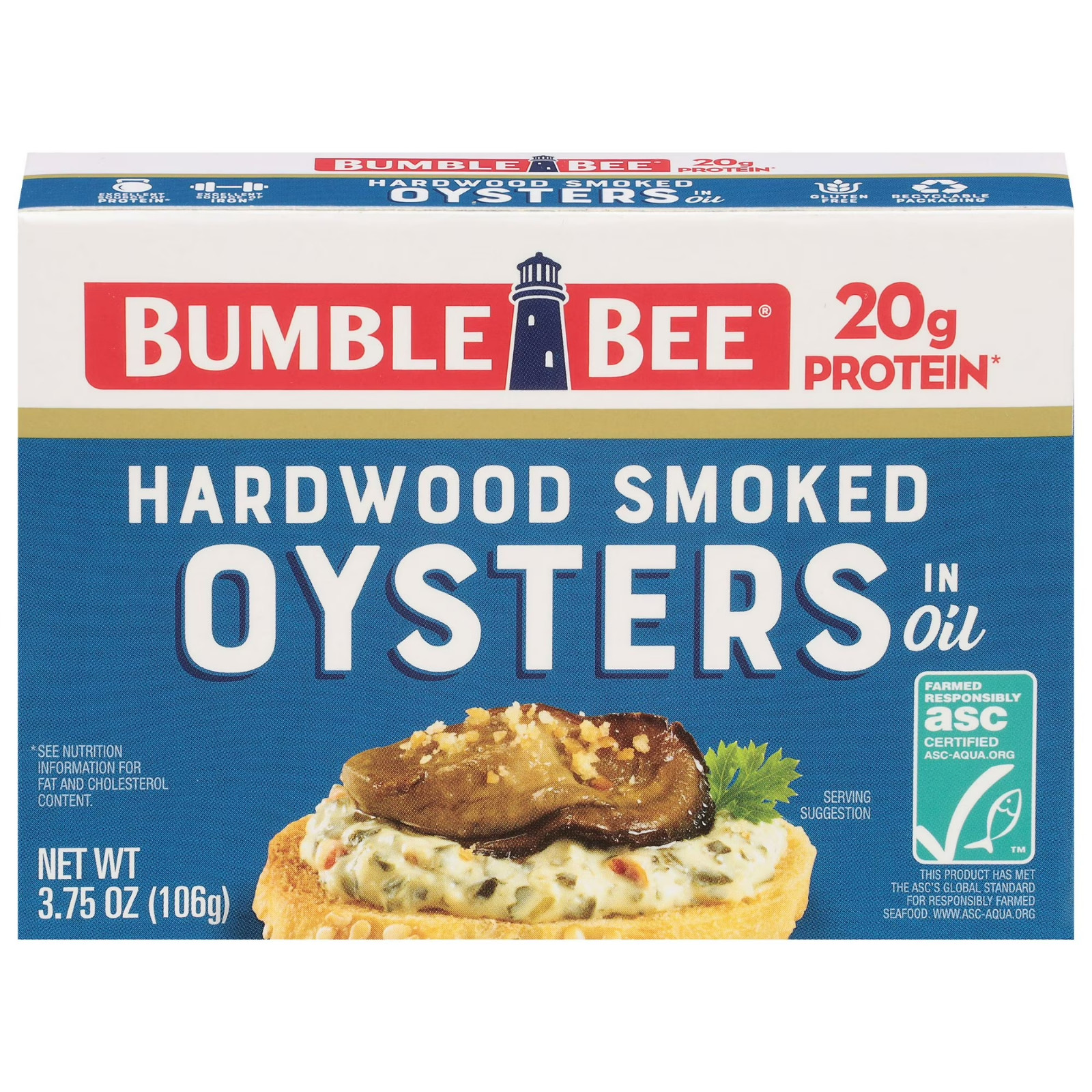 Canned Hardwood Smoked Oysters, 3.75 Oz Cans (Pack of 12) – Ready to Eat – 18G P