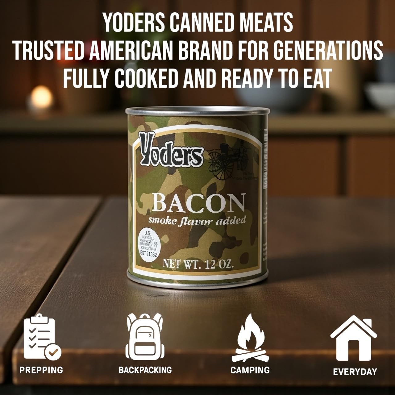 Yoder’s Canned Fully Cooked Bacon Long-Term Storage – Shelf Stable Single Can