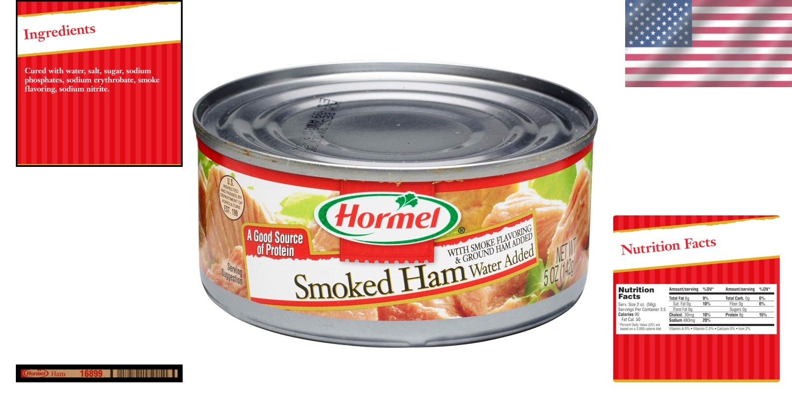 Canned Ham, Smoked, 5 Ounce Pack of 12