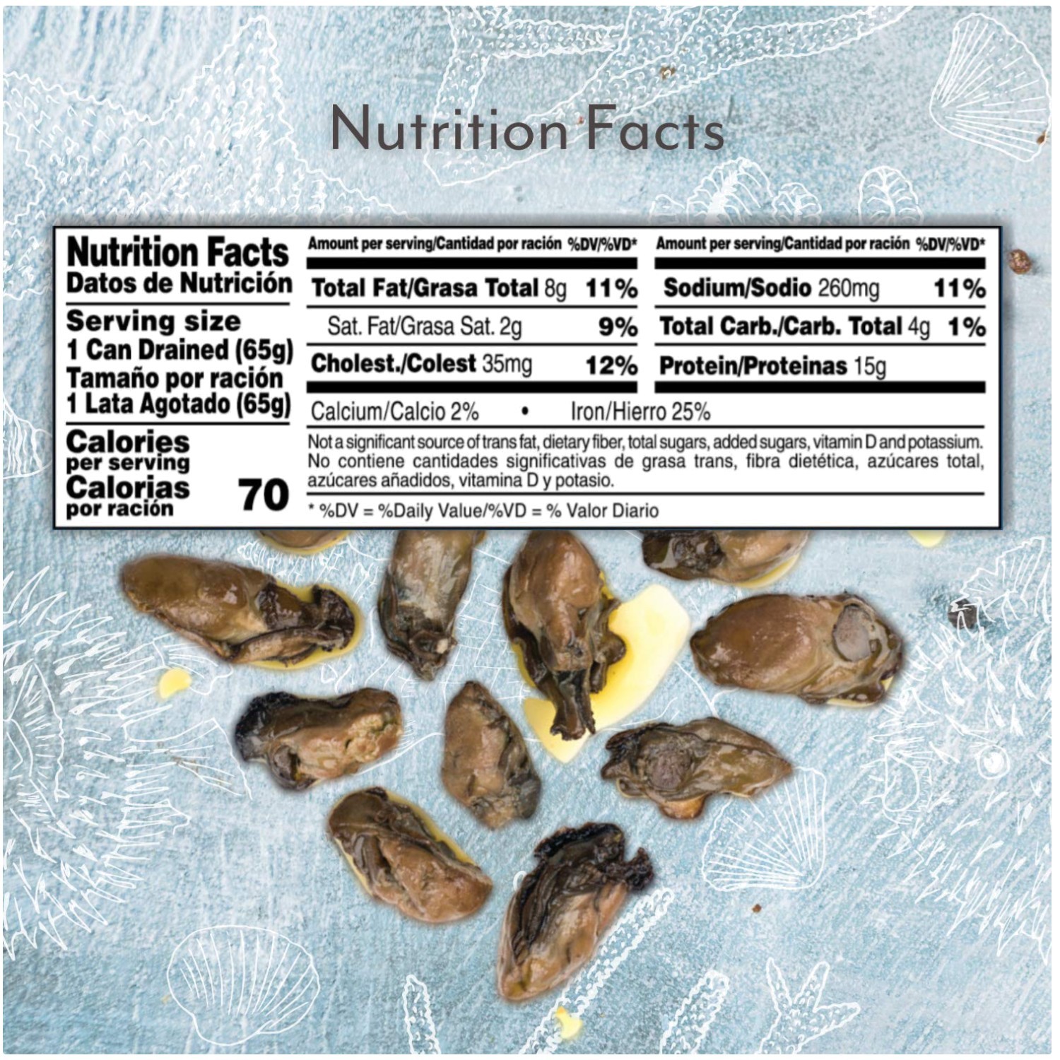 Smoked Oysters in Oil, Mild Flavor, 10-Pack
