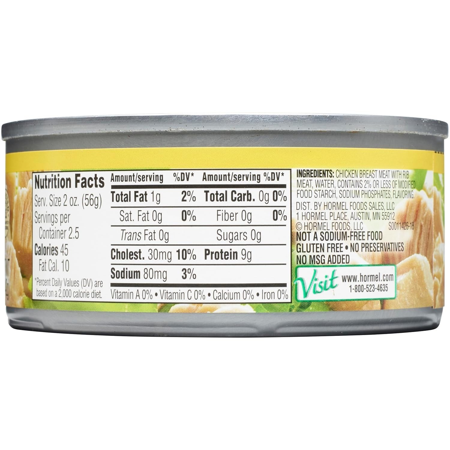 Chunk Chicken Breast 5 Ounce Can 12 Pack No Salt Added Gluten Free