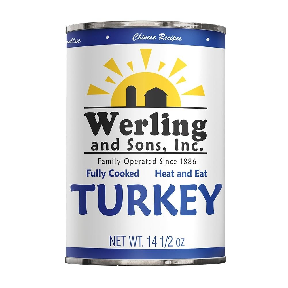 12 Cans- Werling & Sons Fully Cooked Canned Turkey Meat 14.5 Oz Heat & Eat Food