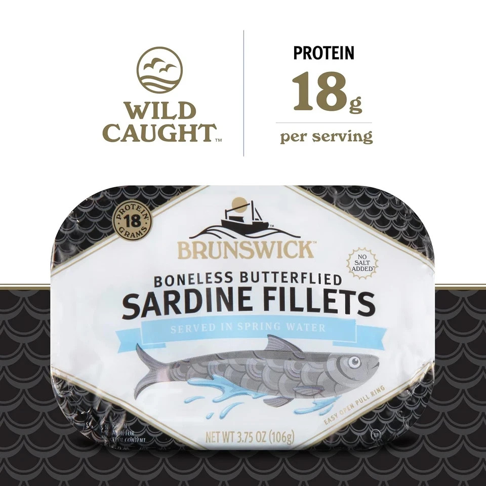 Sardines in Spring Water, 3.75 Oz Can (Pack of 12) – Boneless Butterflied Sardin