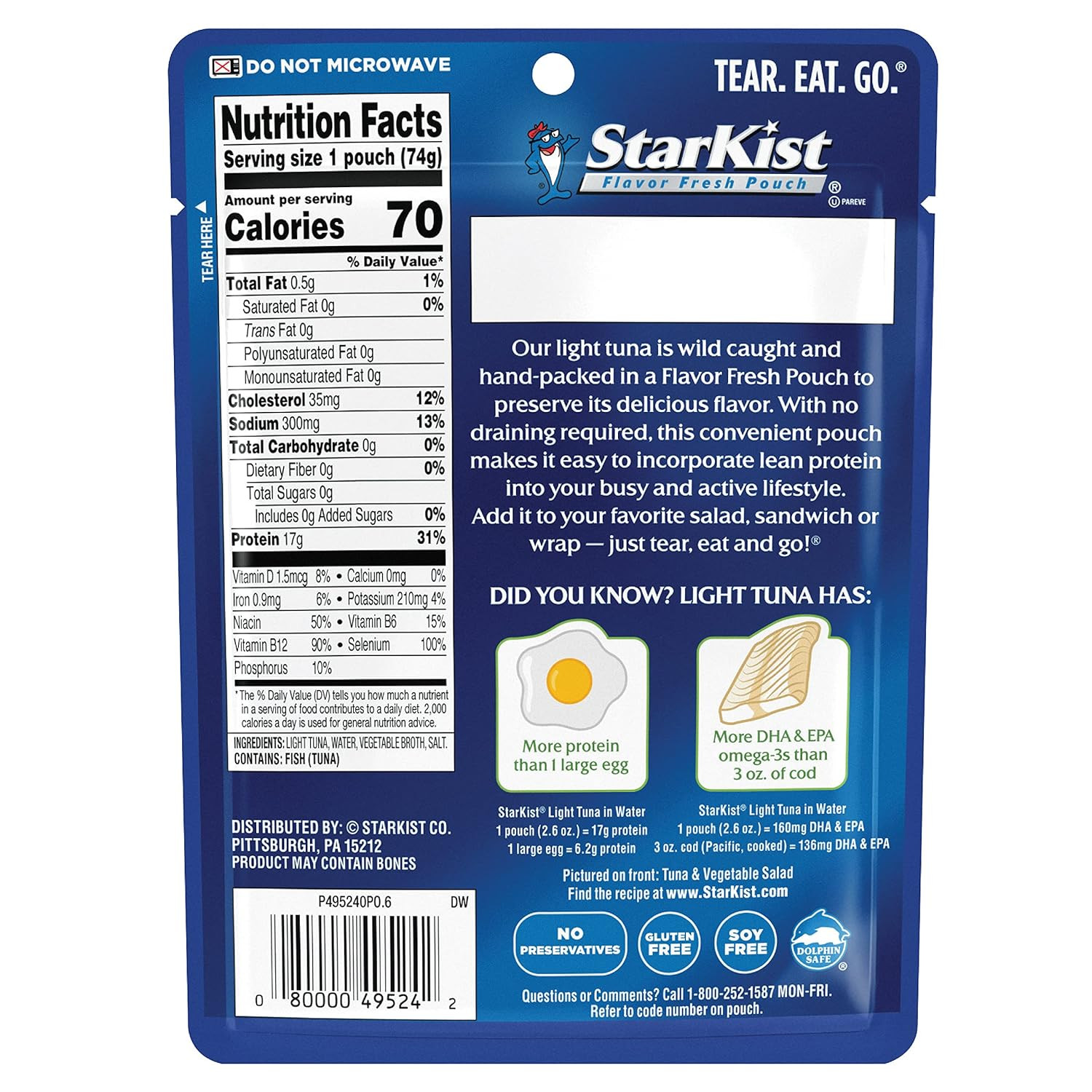 Starkist Chunk Light Tuna in Water, 2.6 Ounce (Pack of 10)