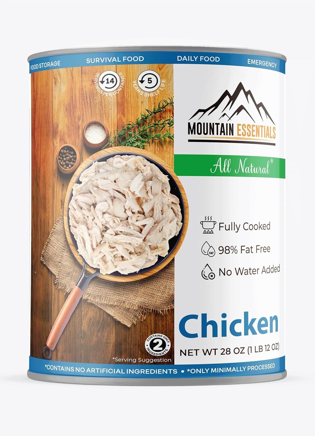 MOUNTAIN ESSENTIALS All Natural Fully Cooked Chicken 28 Oz | Ready Canned Meat