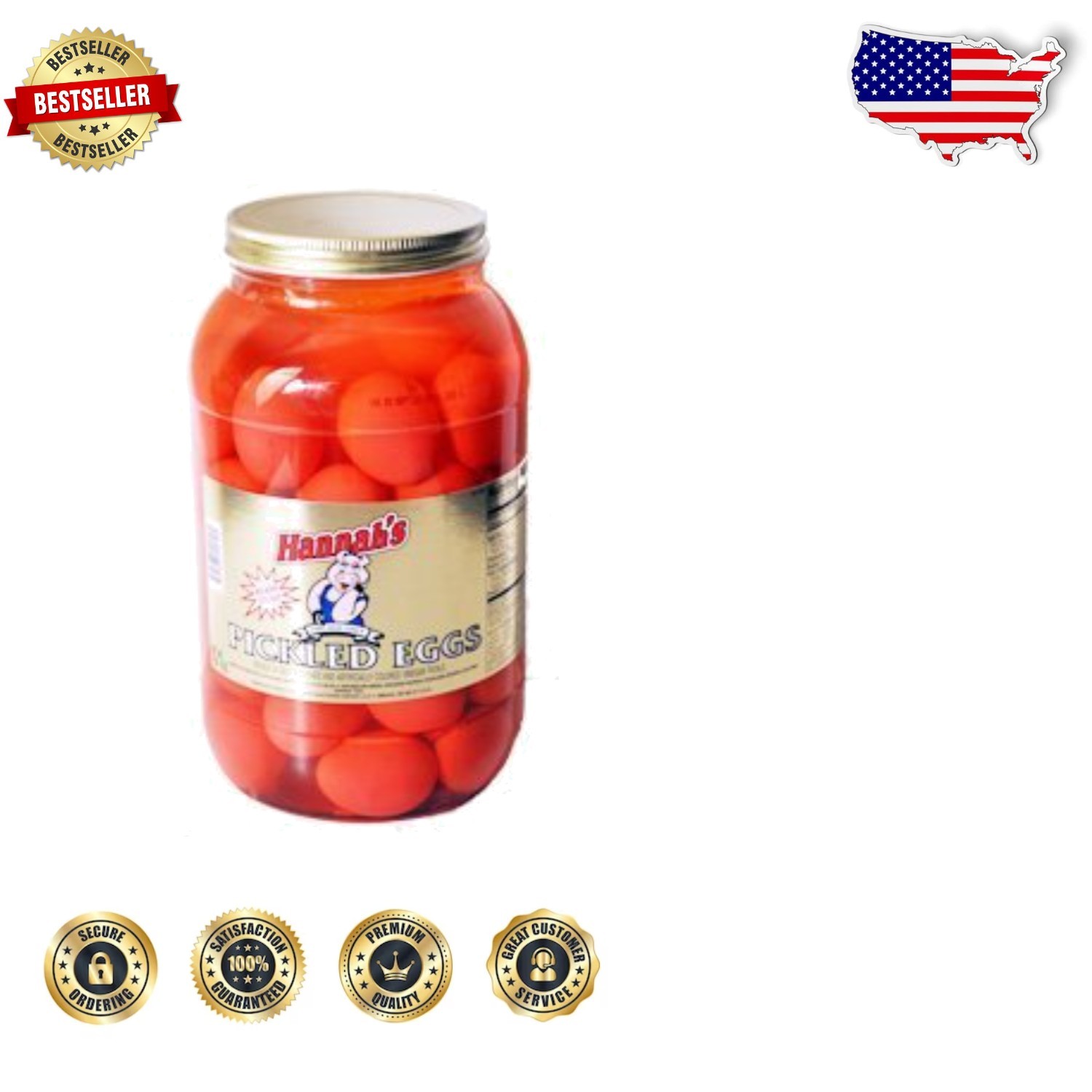 Hannah’s Tangy Pickled Eggs 46 Count Gallon Jar Southern American Cuisine