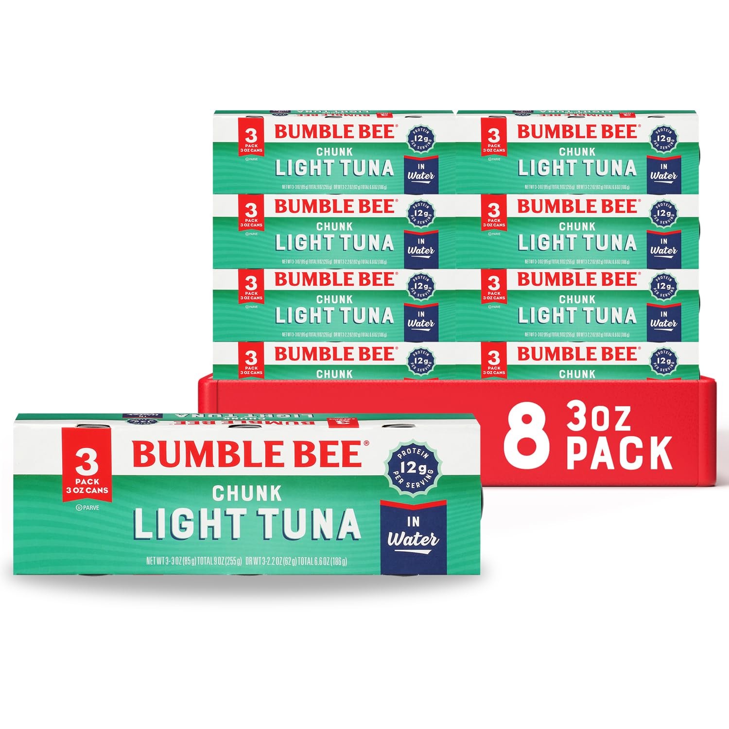 Bumble Bee Chunk Light Tuna In Water, 3 oz Cans (8 Packs of 3, 24 Cans Total) –