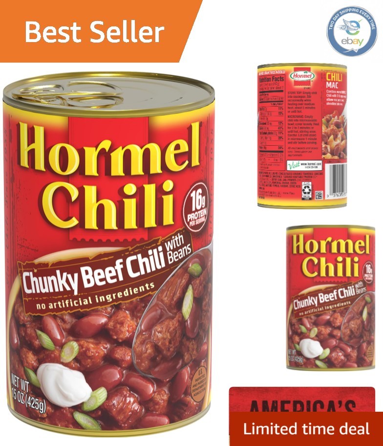 Hormel Chunky Beef Chili with Beans, 15oz (Pack of 6) – No Artificial Additives