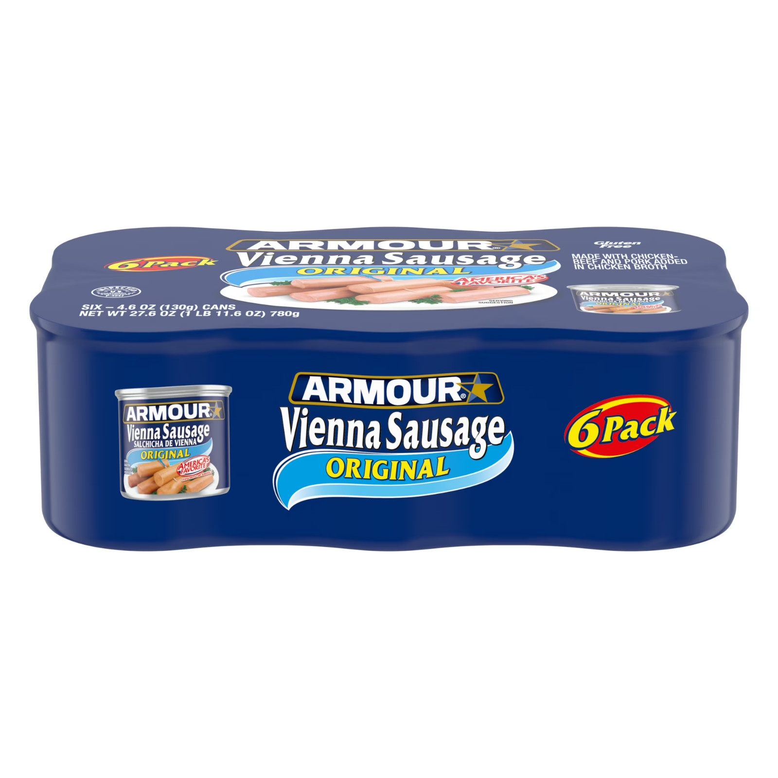 Armour Star Vienna Sausage, Smoked, Canned Sausage, 4.6 Ounce (Pack of 6)