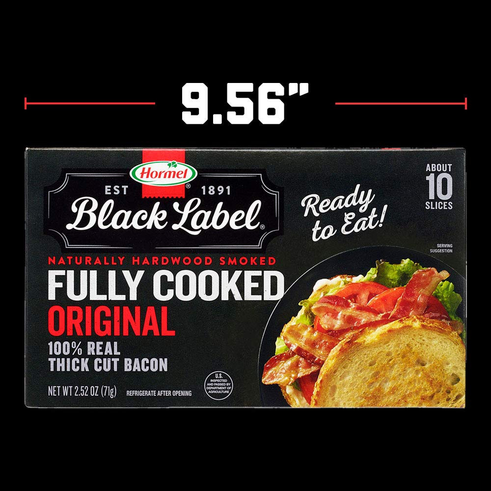 HORMEL BLACK LABEL Thick Cut, Fully Cooked Bacon for Ready to Eat Meals, No Refr