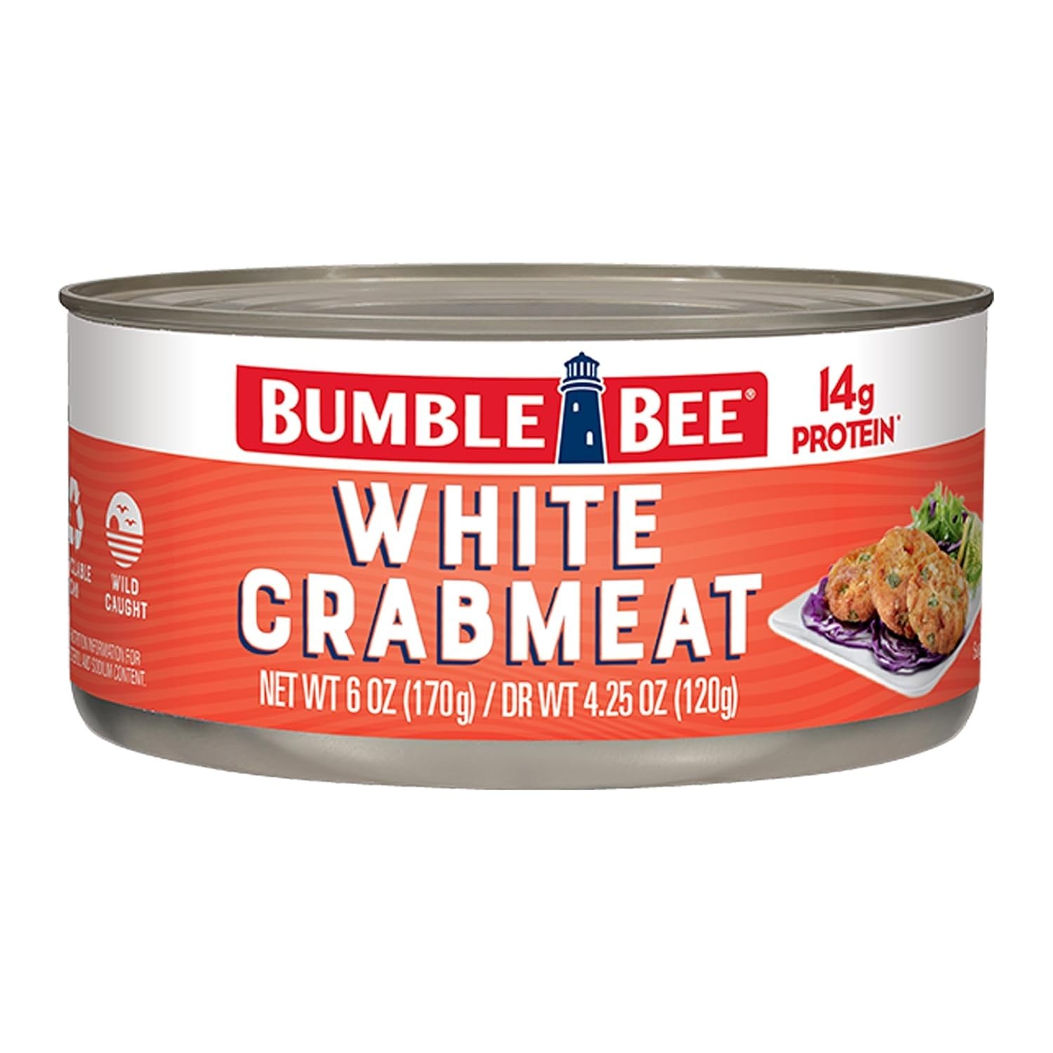 Keto Friendly White Crab Meat Can 6 oz Drained Flaky Seafood
