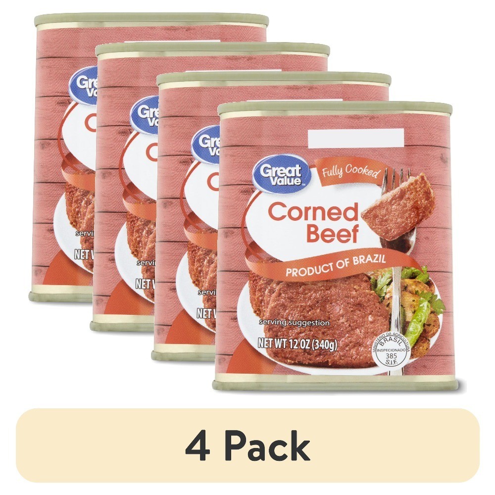 Canned Corned Beef Brisket 12 oz 4-Pack Tinned Meat Food Supply