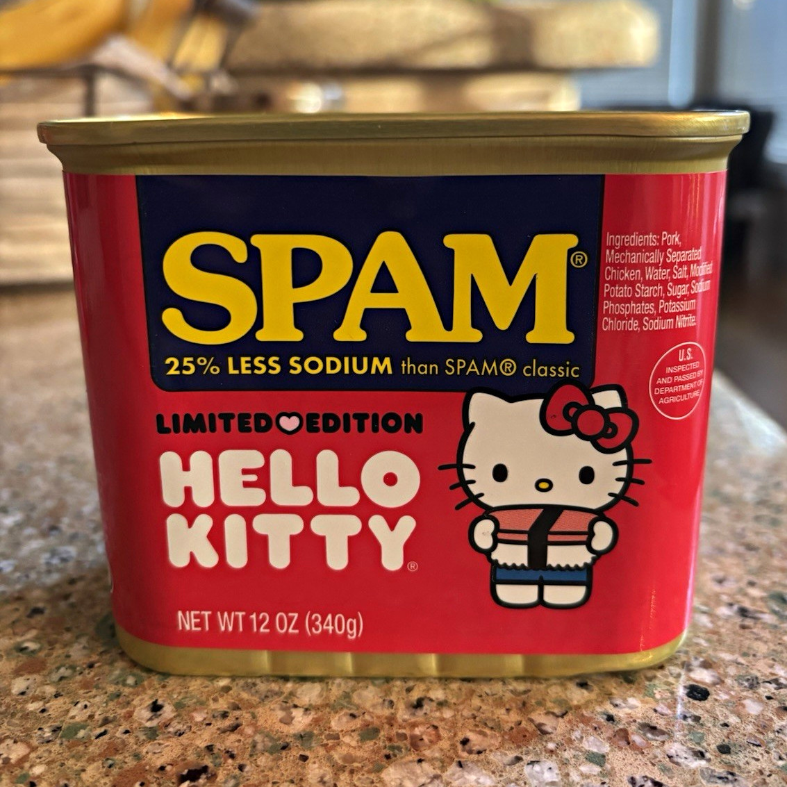 SPAM Hello Kitty Limited Edition 25% Less Sodium Pork 12 oz (340 g)