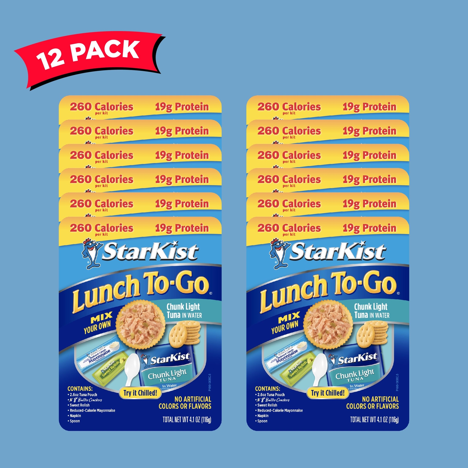Lunch To-Go Chunk Light Mix Your Own Tuna Salad, 4.1 Ounce Kit, 12 Pack