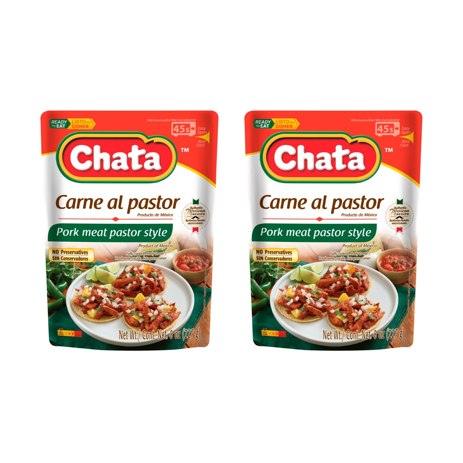 Chata Pork Meat Pastor Style Pouch 8 Oz (Pack of 2)