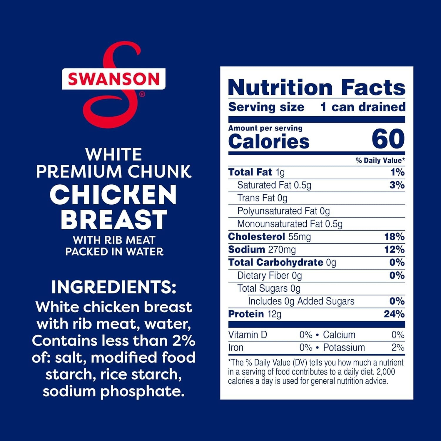 Swanson White Chunk Canned Chicken Breast in Water, Fully Cooked Chicken, 4….