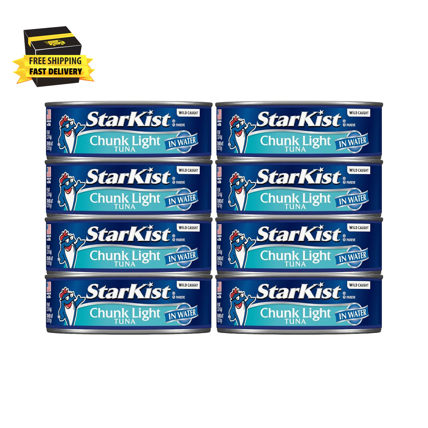 Chunk Light Tuna in Water (5 Oz – 8 Pack) Wild Caught Canned Tuna, 20G Protein p