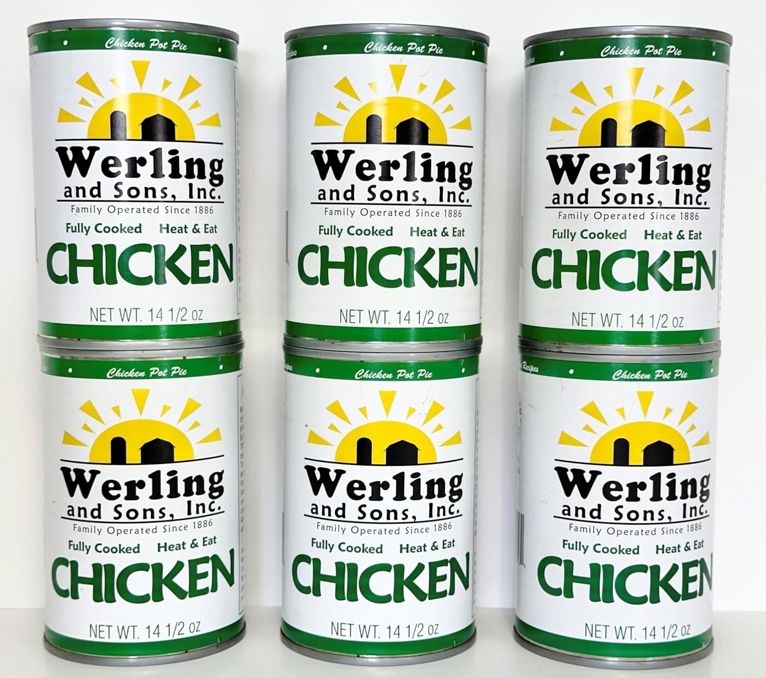 6 Cans – Werling & Sons Canned Chicken Fully Cooked Ready to Eat 14.5 Oz Food