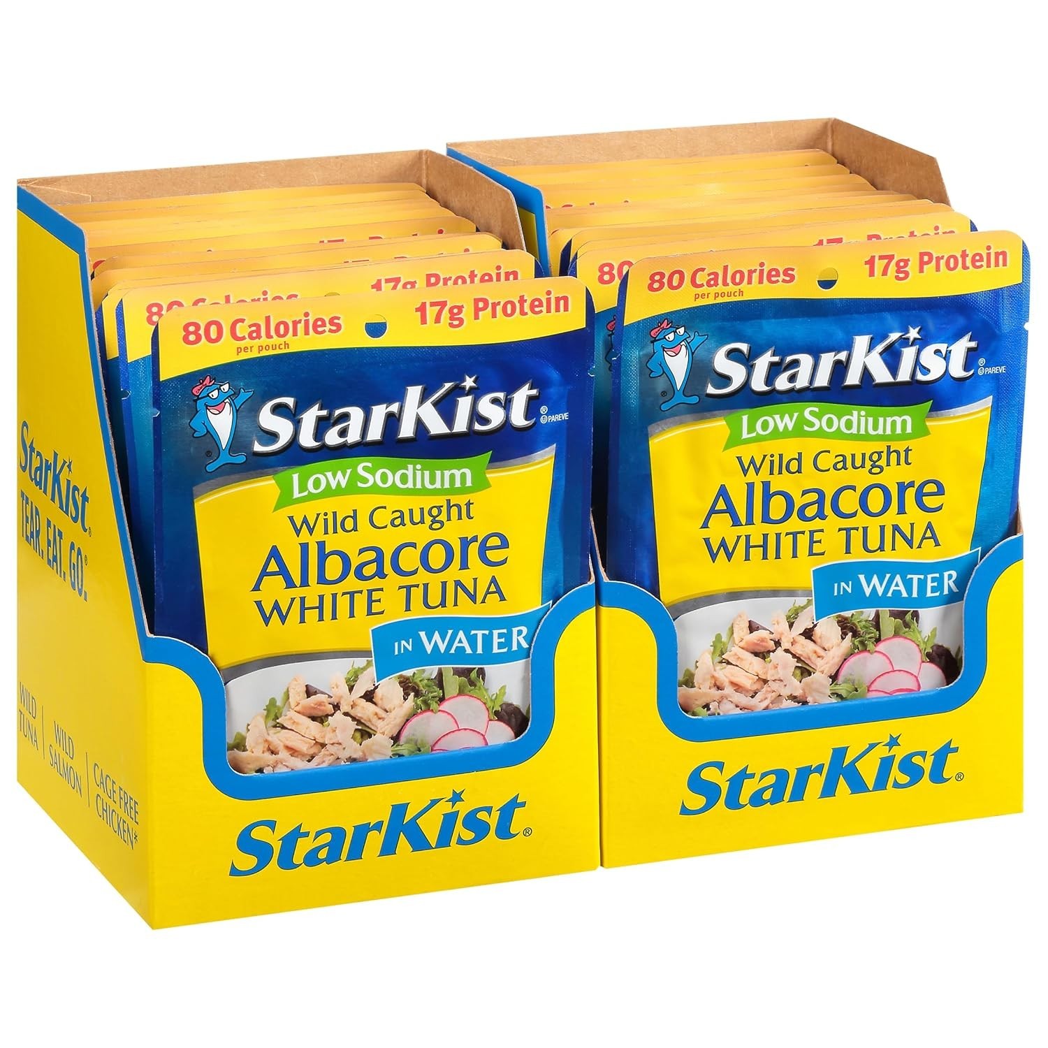 Low Sodium Wild Caught Albacore Tuna Pouch 24 Pack – 80 Calories, 17g Protein