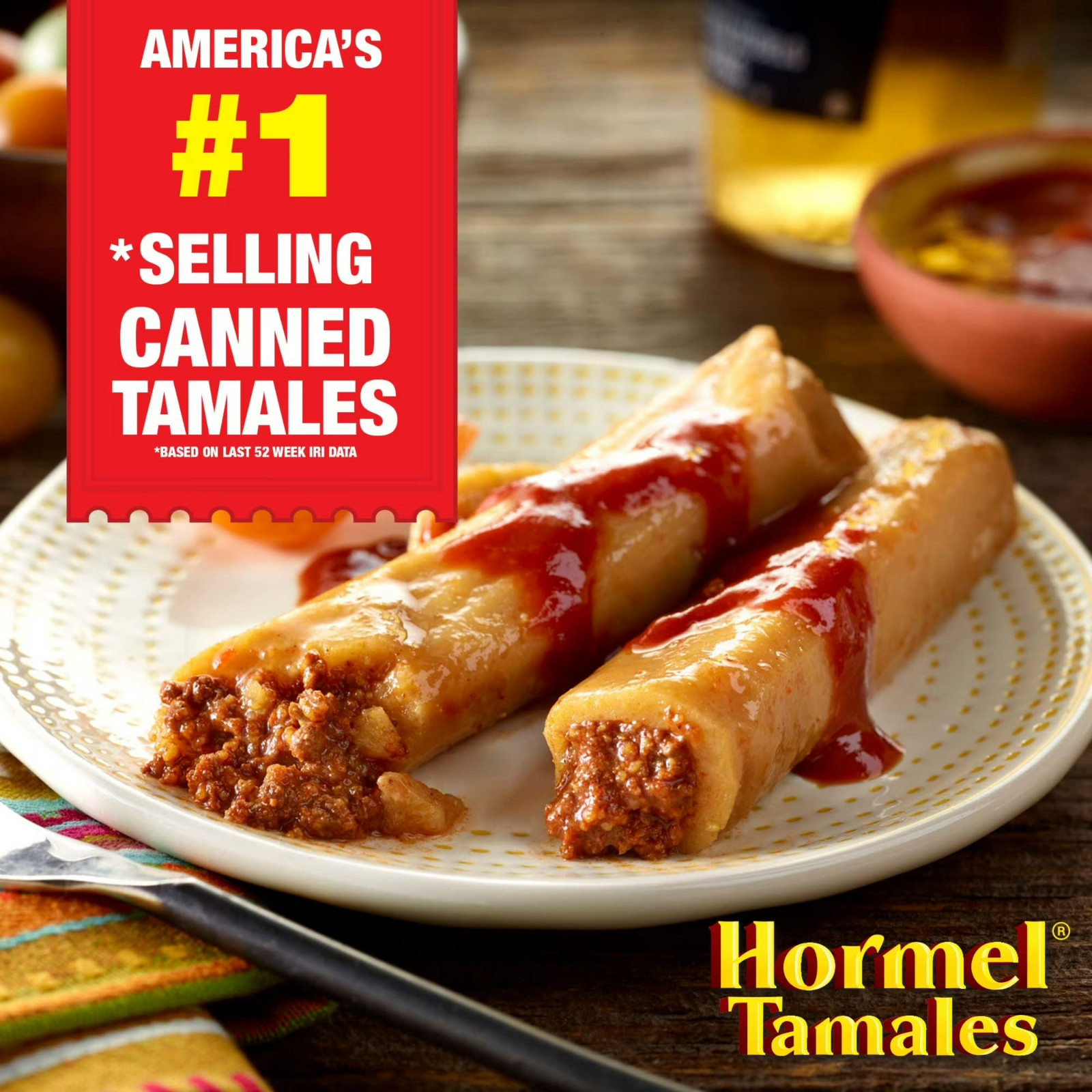 (4 pack) HORMEL Beef Tamales in Chili Sauce, Shelf-Stable, 15 oz Steel Can