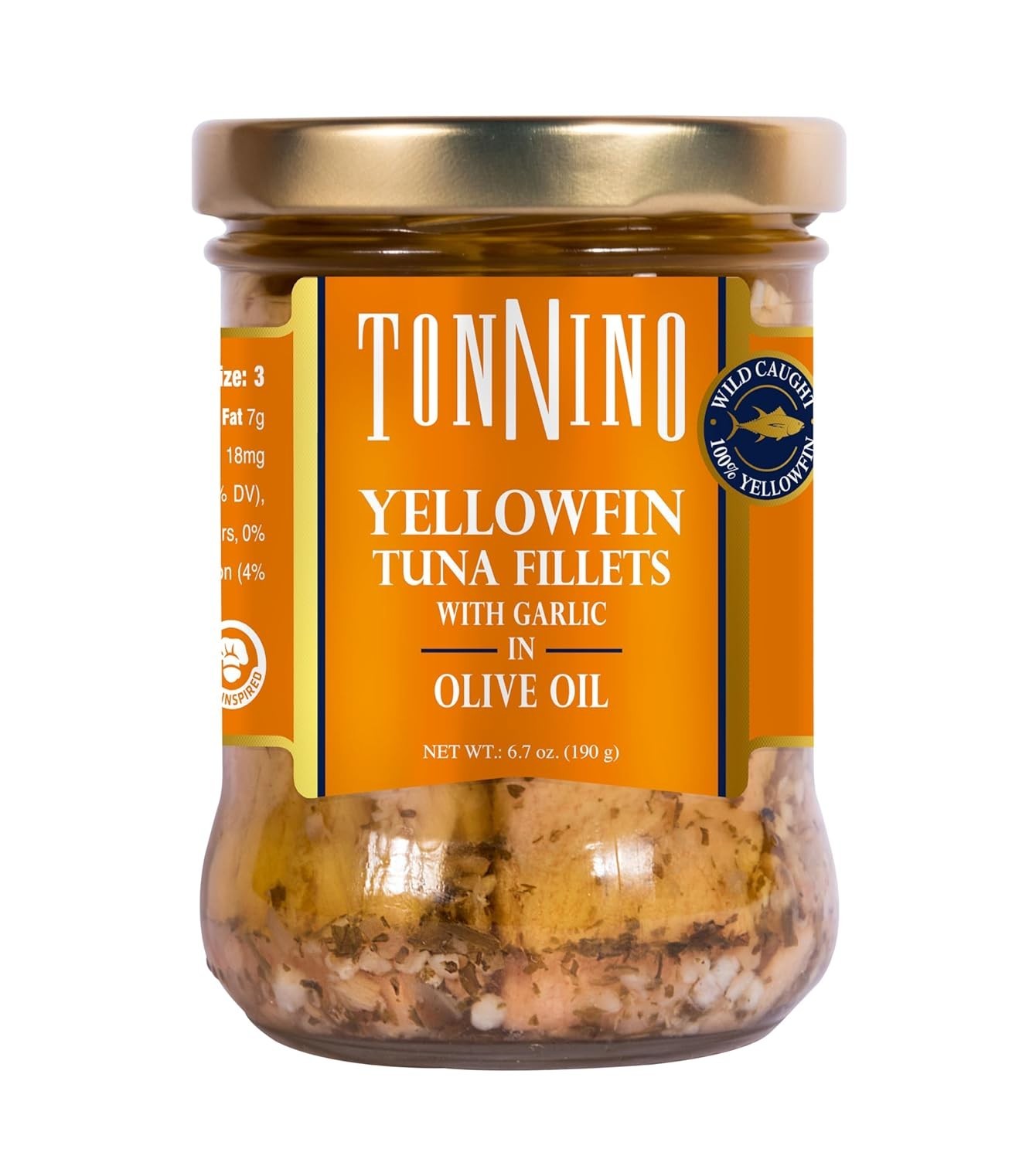 Tonnino Gourmet Tuna Fillets in Spring Water, 6.7 oz Glass Jar